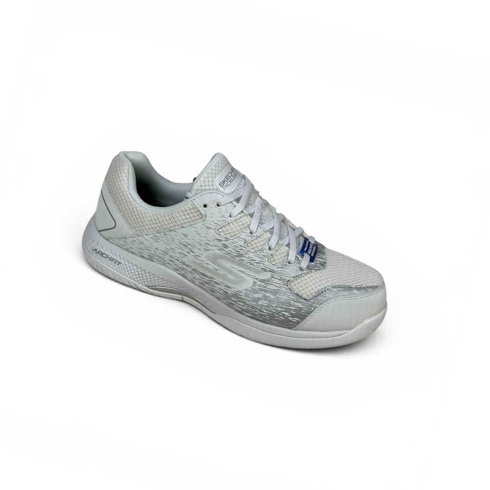 Skechers Viper Court Pickleball Shoes Womens 9 White Silver 172070 Arch Fit NEW